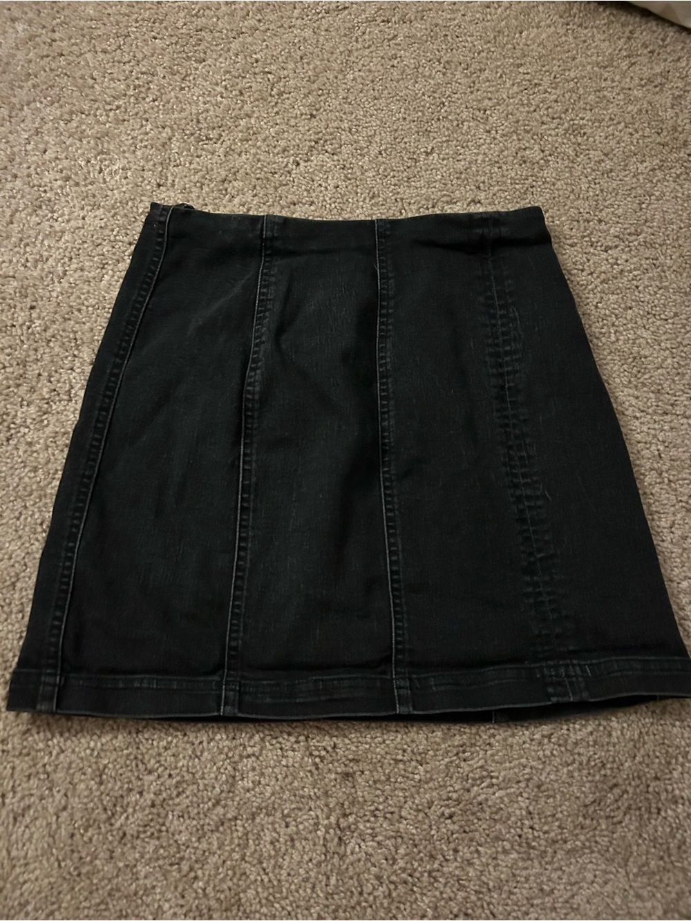 Black Denim A-Line Skirt